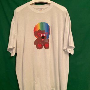 White T-shirt Gay Rainbow hair bear, Port & Company, 3XL